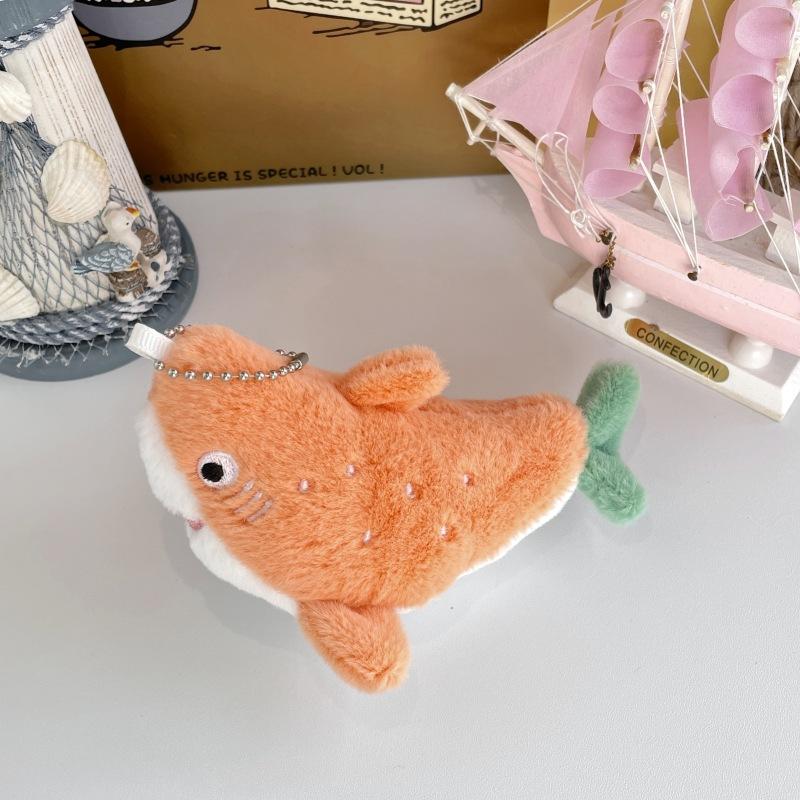 

New Product Smiley Face Little Shark Melon Pendant Plush Bag Mobile Phone Pendant Cute Key Bead Chain Accessories Grab Machine Doll