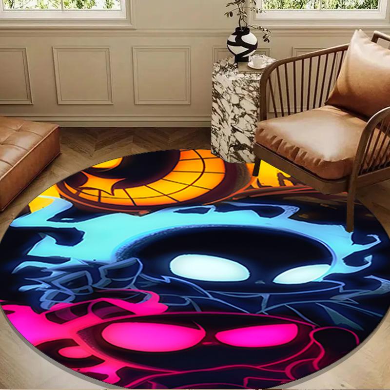 Cup-head And Mugman Adventure Round Rug for Livingroom,Bedroom, Palyroom, Chair Rug, Area Rug, Circle Carpet, Large Size Fan Christmas Gift