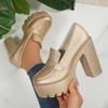 Fashion 2025 New Thick Soled High Heels Daily Luxury Women Solid Color Temperament Mary Jane with Follow-up Shoes Retro Le Fu Shoes