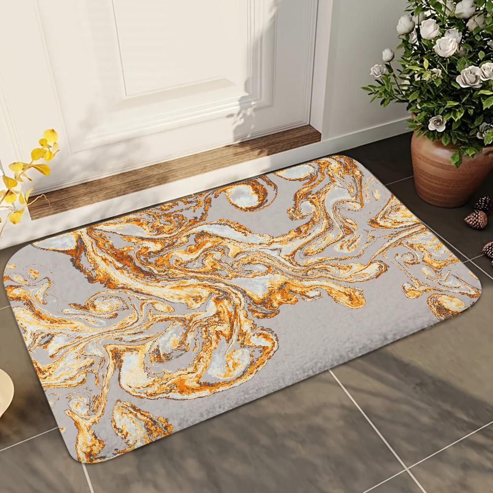1pc Luxury Golden Marble Bath Mat Absorbent Anti Slip Soft Carpet for Bathroom Kitchen Home Decor Floor Mat