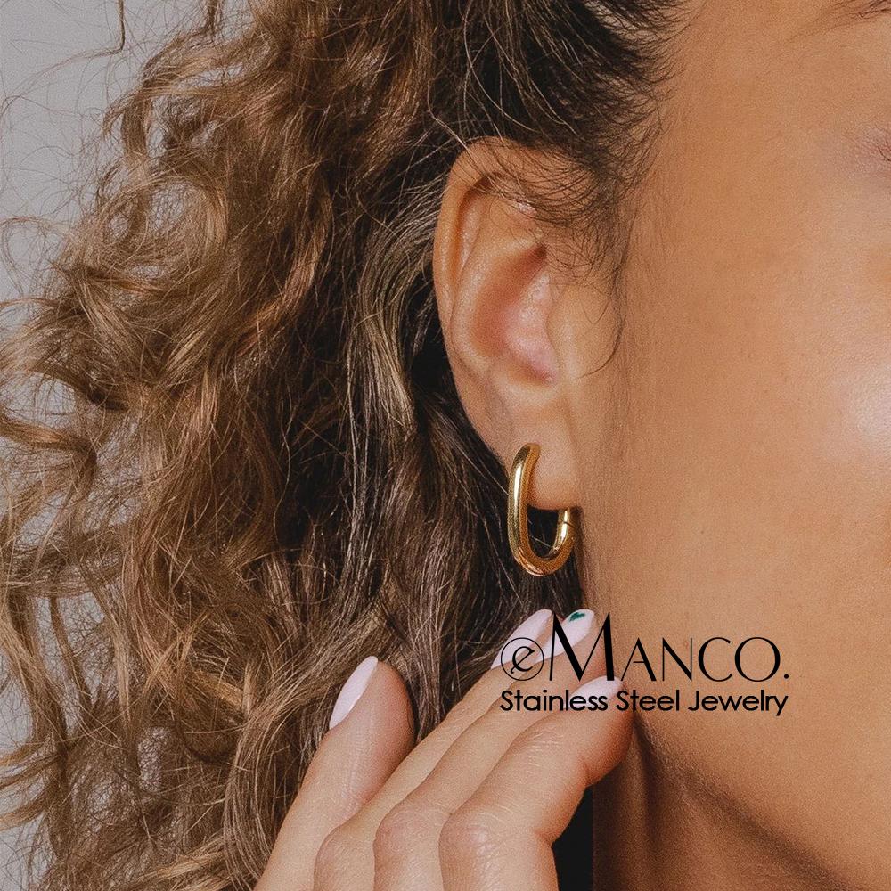 Emanco Earring Design Style U-shaped Circle Earrings Stainless Steel Geometric Minimalist Lightweight Earrings YE168026 серебряный