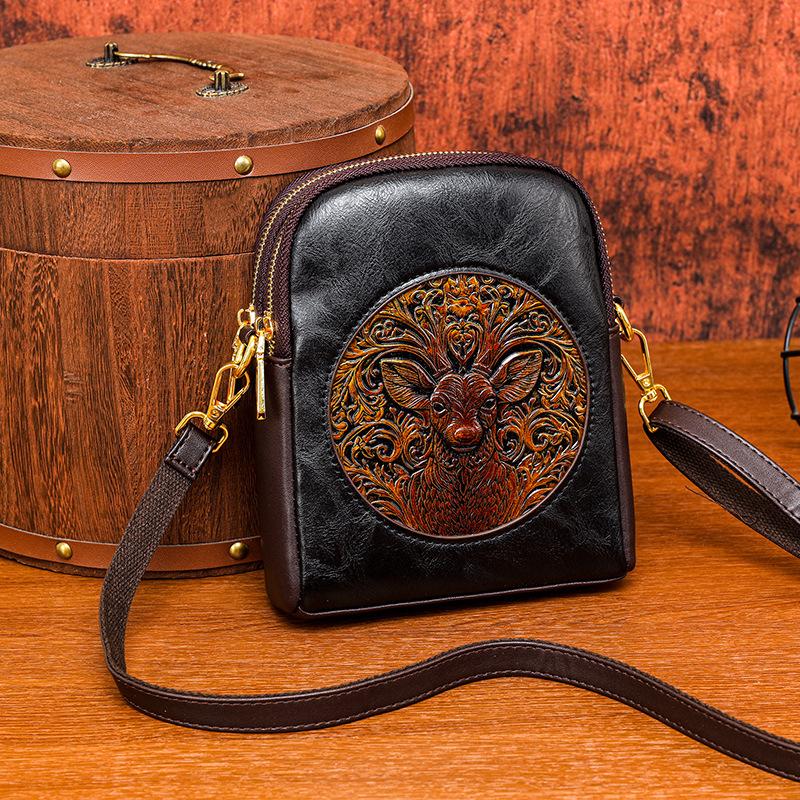 Pfingstrose Geprägter Druck Premium Textur Lässige Umhängetasche - Neue Chinesische Stil Crossbody-Tasche für Lässigen und Pendlergebrauch