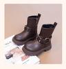 2026 Girls' Two-Layer Leather Winter Boots: Fashionable, Versatile, Warm Short Boots for Middle and Big Kids