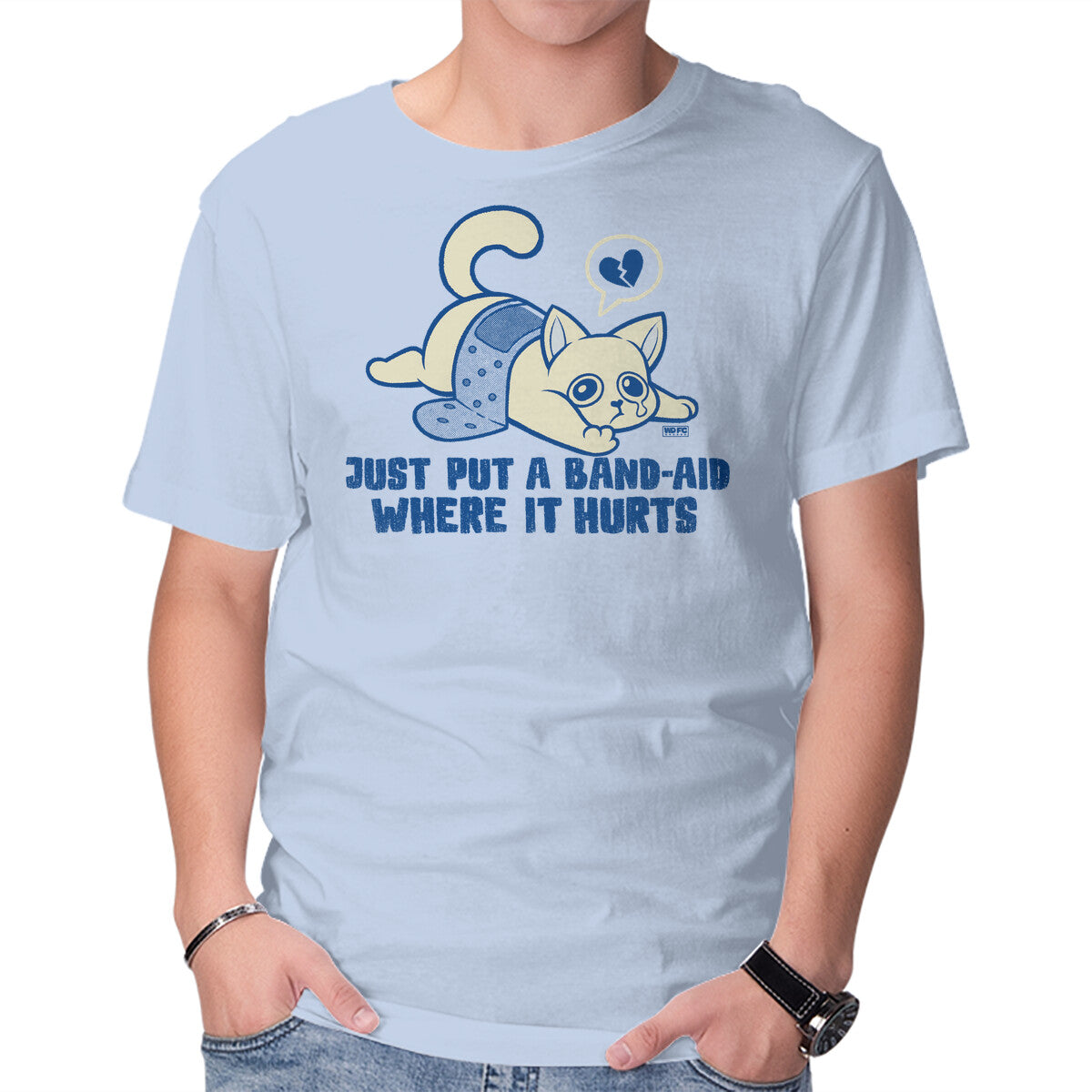 Unisex Crew Neck T-Shirt Just A Band-Aid Where It Hurts Graphic Short Sleeve Casual Tee M