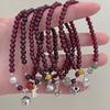 Natural Garnet Beaded Bracelet Women Sterling Shell Charm Handmade Jewelry Boho Chic Accessory
