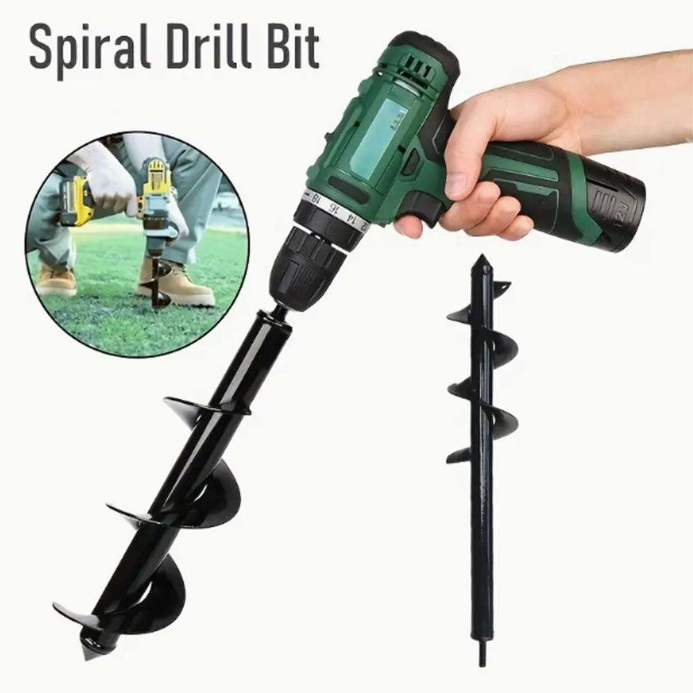 Spiral Rod Hand Drill for Planting Seeds, Flowers, Vegetables, In Greenhouse with Electric Drill and Flashlight