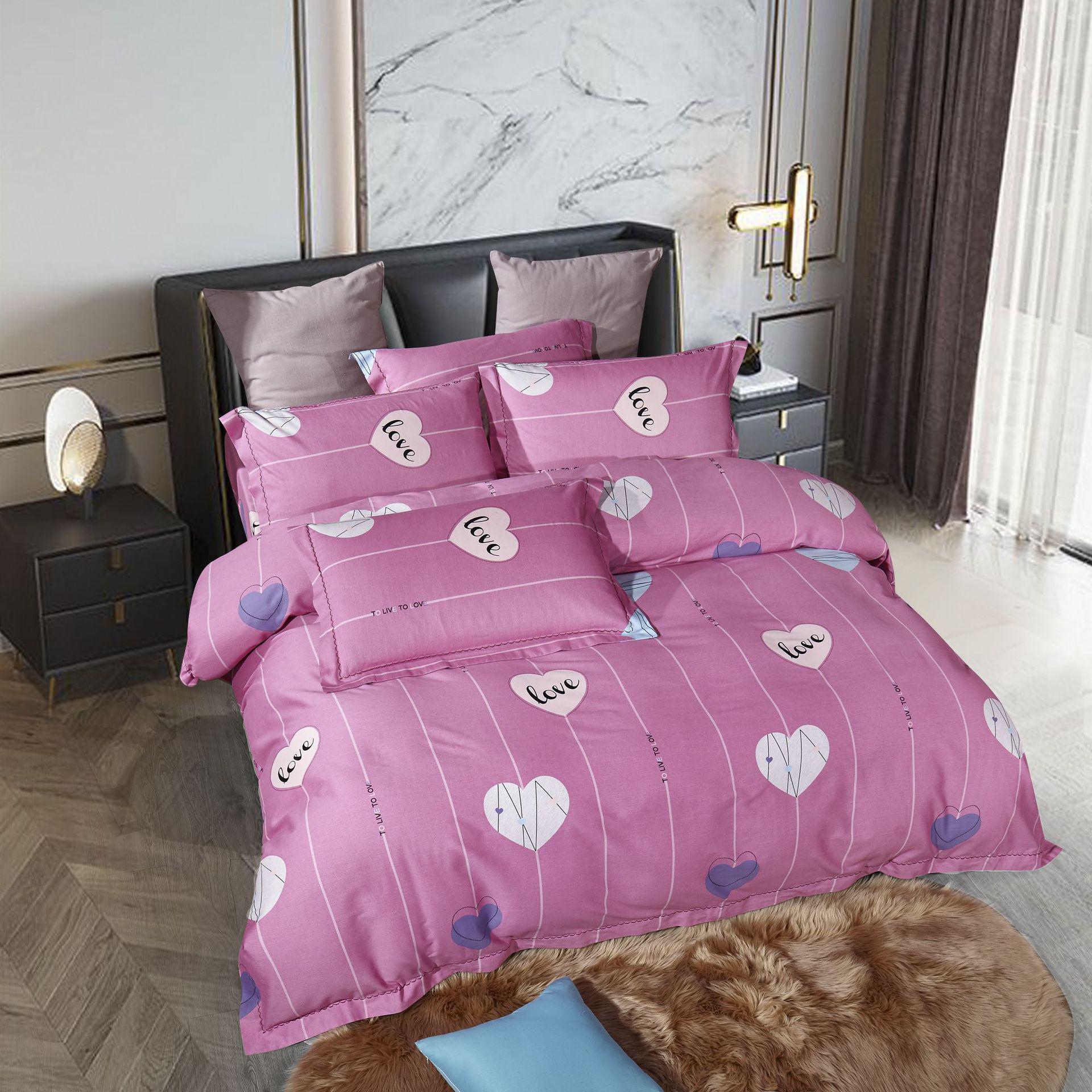 

Комплект постільної білизни з чистої бавовни з начісуванням з принтом - Чотири предмети Full Process Thickened Brushed Cotton