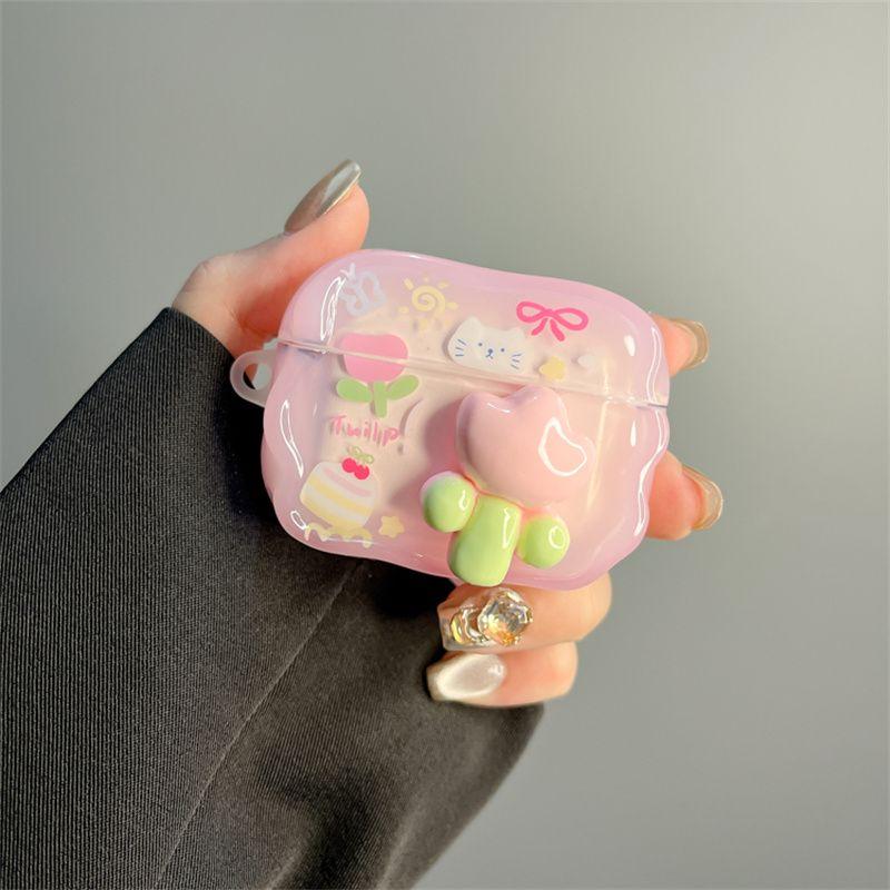 

INS Summer Three-Dimensional Fresh Flowers for Apple Bluetooth Wireless Airpodspro2 Generation Protective Case 3 Generation 4 Generation Earphone Case airpods4 Pink Flower Cat [Single Shell]]