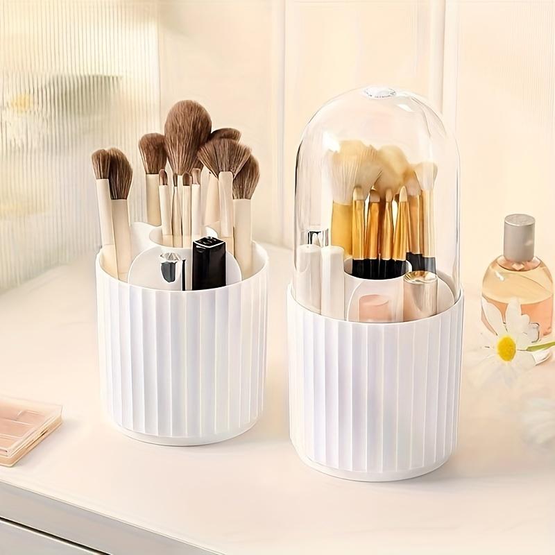 1pcs Makeup Brush Storage Cylinder Rotating Dustproof Desktop Lipstick Powder Brush Bucket Dressing Table Storage Rack Cosmetics