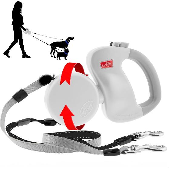 WIGZI - 2025 Enhanced Edition - Dual (2) Dog Retractable Leash, Auto-Untangles, Supports Up to 50lb Dogs, 10ft Distance Each Dog, Color-Coded