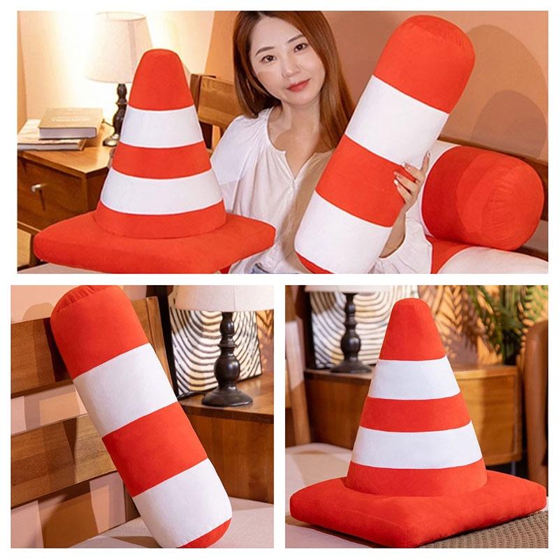 Creative Traffic Safety Cone Pillow Plush Toy For School And Kindergarten Teaching Aids