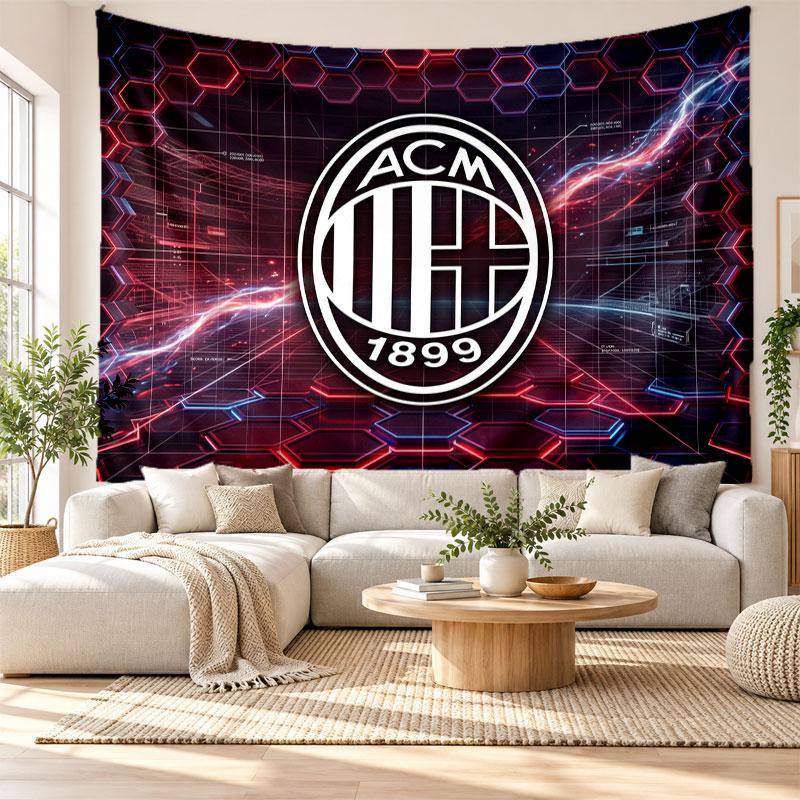 Tapeçaria de Parede AC Milan, Pendente de Parede em Tecido Macio, Fundo Decorativo Para Quarto Arte de Parede para Casa