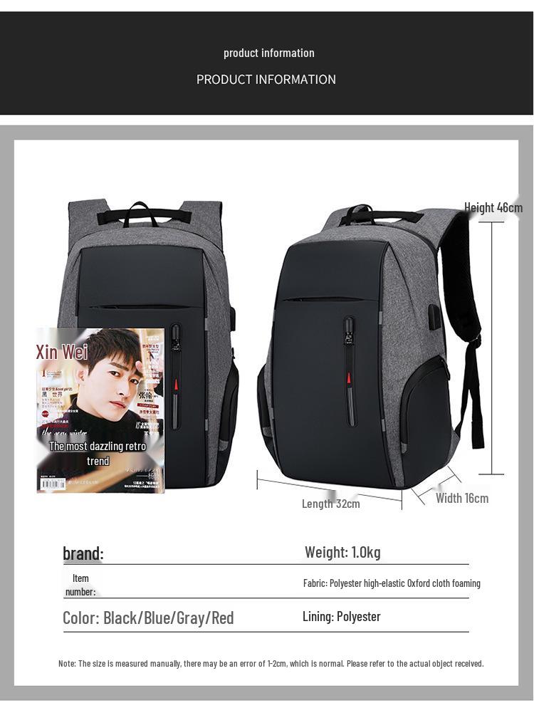 Men's Multi-Function Business Backpack with USB & Laptop Compartment