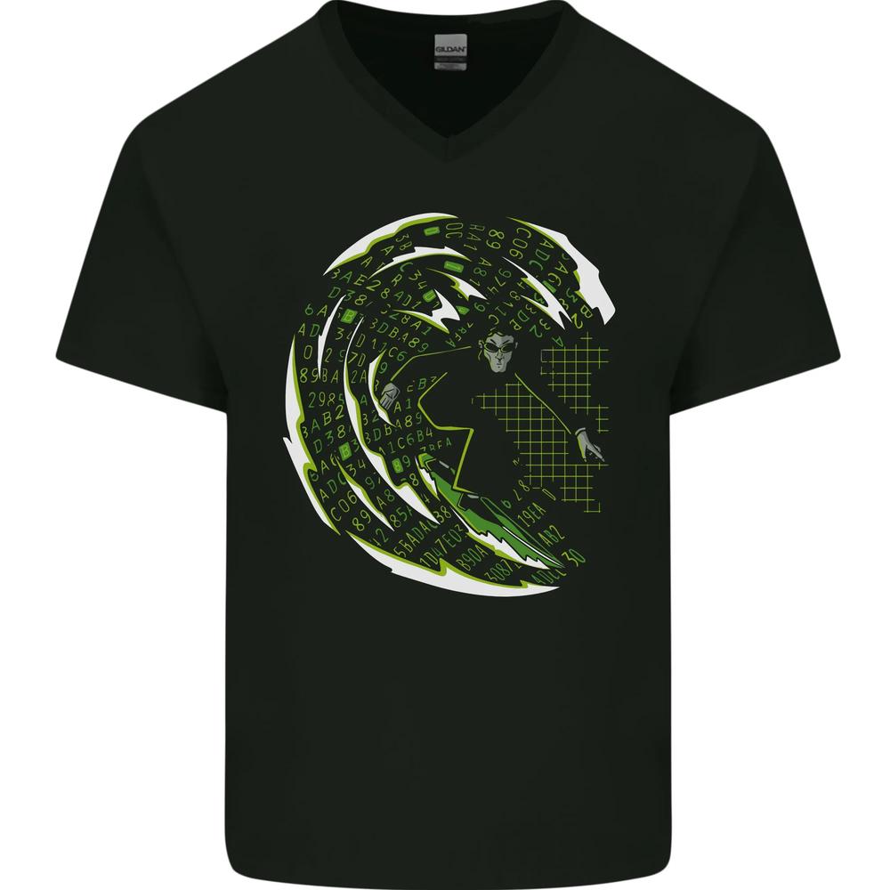 Internet Surfer Funny IT Tecky Teck Geek Nerd Mens VNeck Cotton T-shirt XXXXL