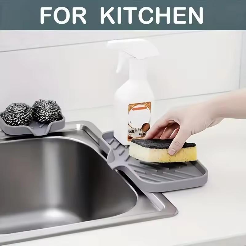 Silikon Wasserhahnmatte Spülbeckenablage Seifen Schwamm Aufbewahrungsregal Seifenablage Küchenaufbewahrungsregal Schwamm Abtropfmatte Seifenspender Küche