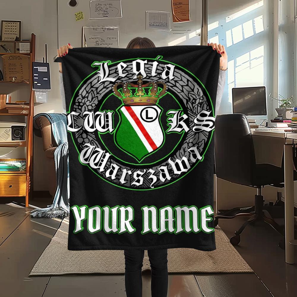 1 Adet Özel İsimli Legia Warszawa Desenli Flanel Battaniye Her Mevsime Uygun Ev Dekorasyonu İçin Sıcaklık ve Konfor Hediyeler Tatil Hediyesi
