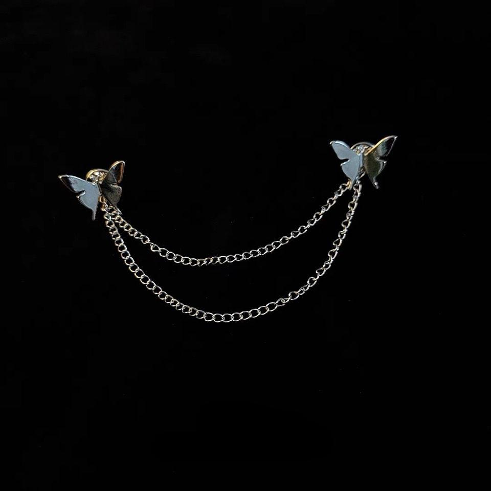 

Ins модная металлическая цепочка-бабочка женская эстетическая брошь женская универсальная простая винтажная цепочка с кисточками булавка корсаж одежда аксессуары для костюма One Size серебряный