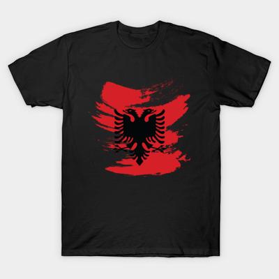 Herren T-Shirt mit schwarzem Aufdruck, supergroß, Geschenk zur albanischen Flagge, Kosovo-Albaner, No-Cut-Transferpapier, bedruckt, Baumwolle