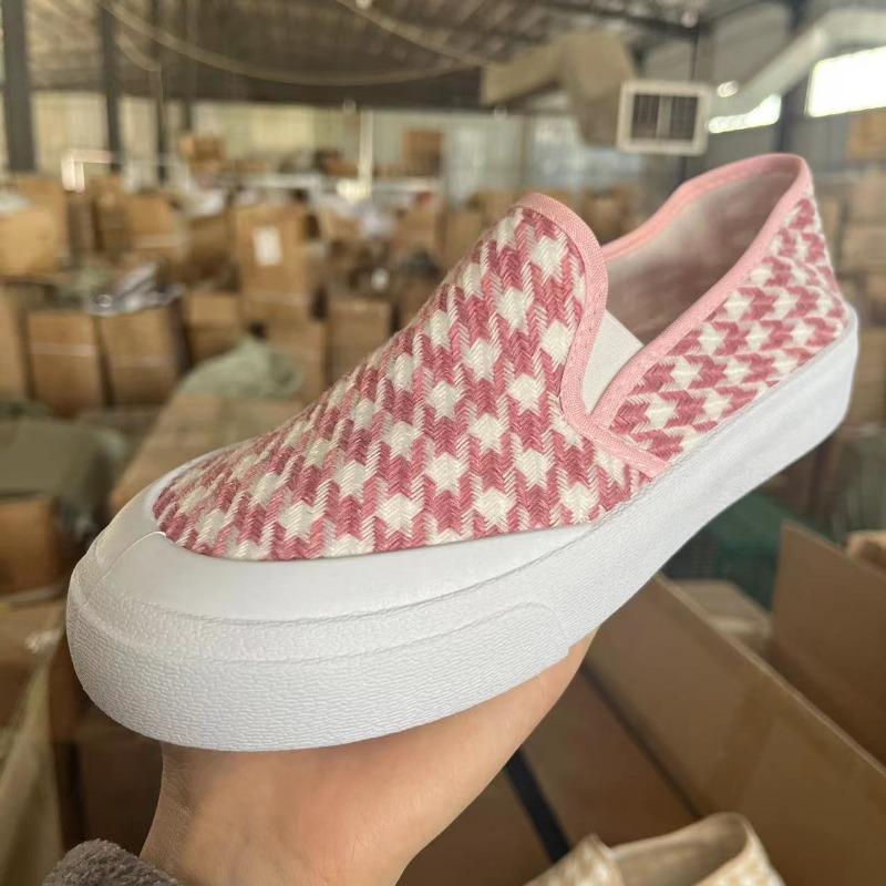 platform canvas shoes, breathable low-top student flats in spring and autumn, one-pedal lazy women's shoes