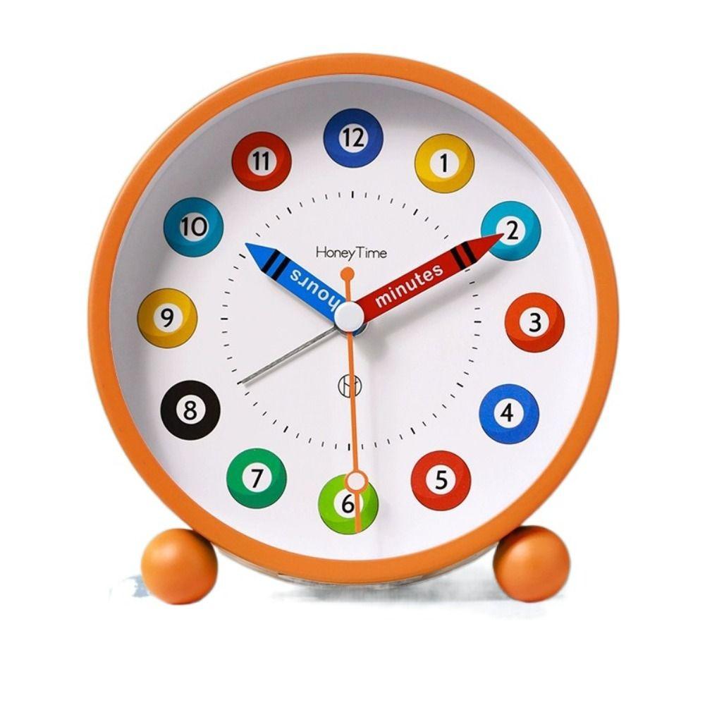 

Светящиеся детские настольные часы, круглый настольный будильник, беззвучный образовательный будильник, домашний декор оранжевый