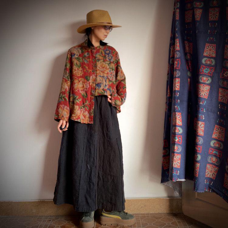 Retro Floral Double Layer Cotton Gauze Loose Fit Shirt - 1962 Yan Qing