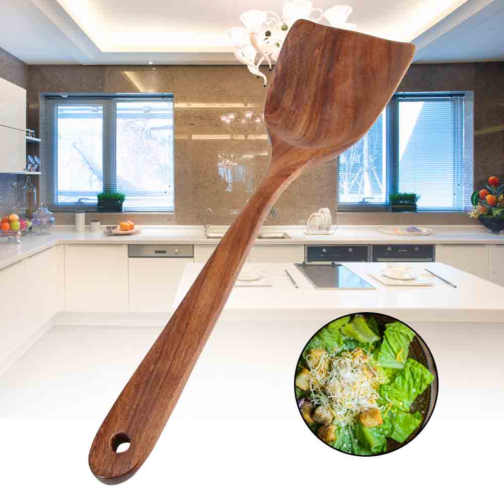 Natural Wooden Spatula Turner Fried Shovel Cooking Kitchen Utensils Shovel (31.5*7.5cm)