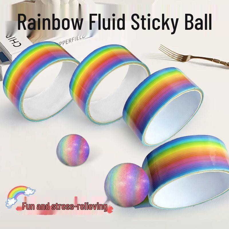 Color Sticky Ball Tape - 6.0cm Wide Adhesive Balls in Macaron Colors