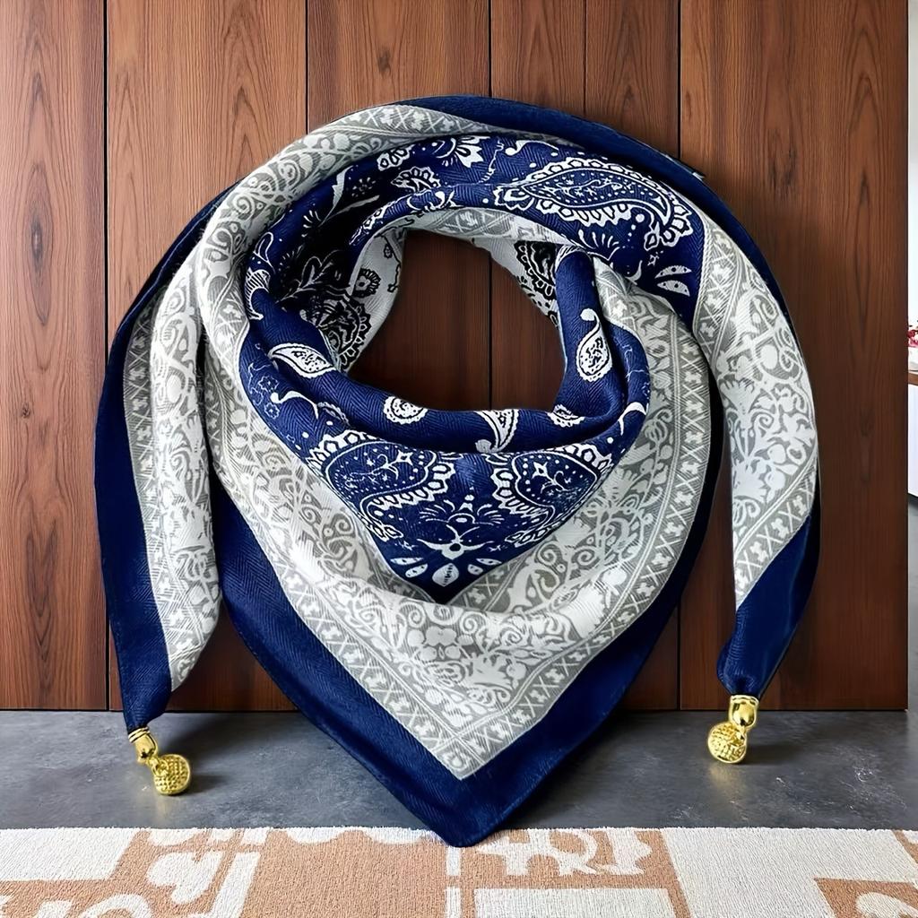 Women's Suction Button Square Scarf Printed Scarf Printed Temperament Square Scarf