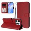For iPhone 16 Pro Max Wallet Case RFID Blocking Calf Texture Leather Stand Phone Cover with Strap