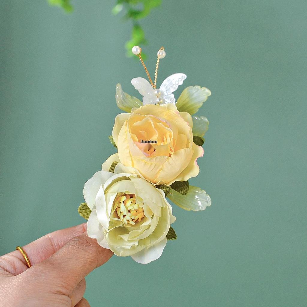 Hanfu Flower Hair Clip: Ancient Style Hairpin, Sweet Dopamine Floral Headwear for Yunnan Dai Dance.