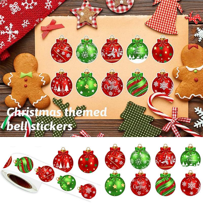 500pcs/Roll Round Window Display Sealing Sticker Decorative Gift Box Self-adhesive Stickers Christmas Decor