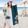 Abstract Sea Turtle Hooded Beach Towel Poncho | Navy Geometric Circle Surf Changing Robe, Flat Print, Outdoor Bath Cape