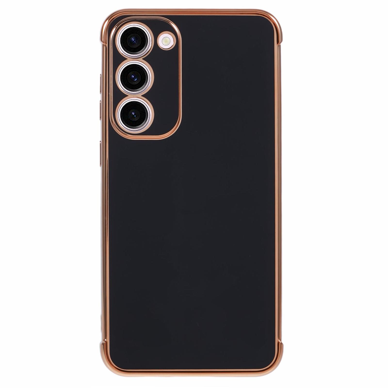 

For Samsung Galaxy S23 Case Electroplated Frame TPU Soft Phone Cover Black