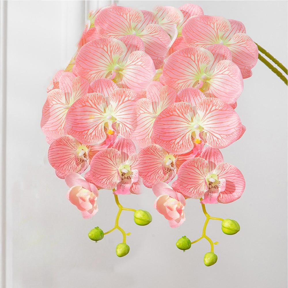 2PCS Artificial Flowers Orchid Set Real Touch 69cm Tall 9 Heads Fake Phalaenopsis Flower Vase Fillers Home Wedding Indoor Decor