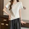 2026 Summer Women's Korean Style V-Neck Slimming Short Sleeve Casual Top