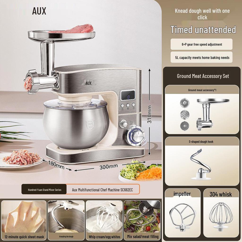 Oakes Multifunctional Chef Machine: Automatic Dough Mixer, Whipping, Kneading, Slicing, Juicing, and Extruding.