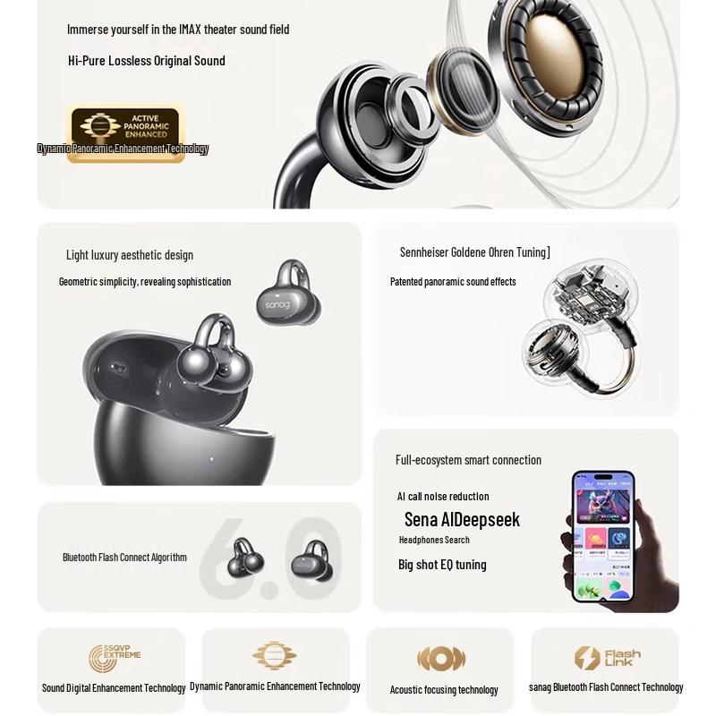 SANAG S6S Pro Open-Ear Ear-Clip Bluetooth Headset