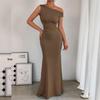European & American Mermaid One-Shoulder Waist-Draped Sleeveless Dress for Women 2026