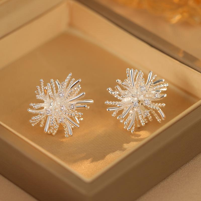 

Luxury Dandelion Earrings For Women Exaggerated Vintage Design Elegant Statement Ear Jewelry 18K серебряный