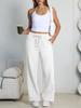 Women's wide leg sweatpants European and American men's and women's sweatpants,waist drawstring straight leg loose