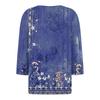 Ladies Casual Fashion V-neck Loose Versatile Floral Print Three-quarter Sleeve Top