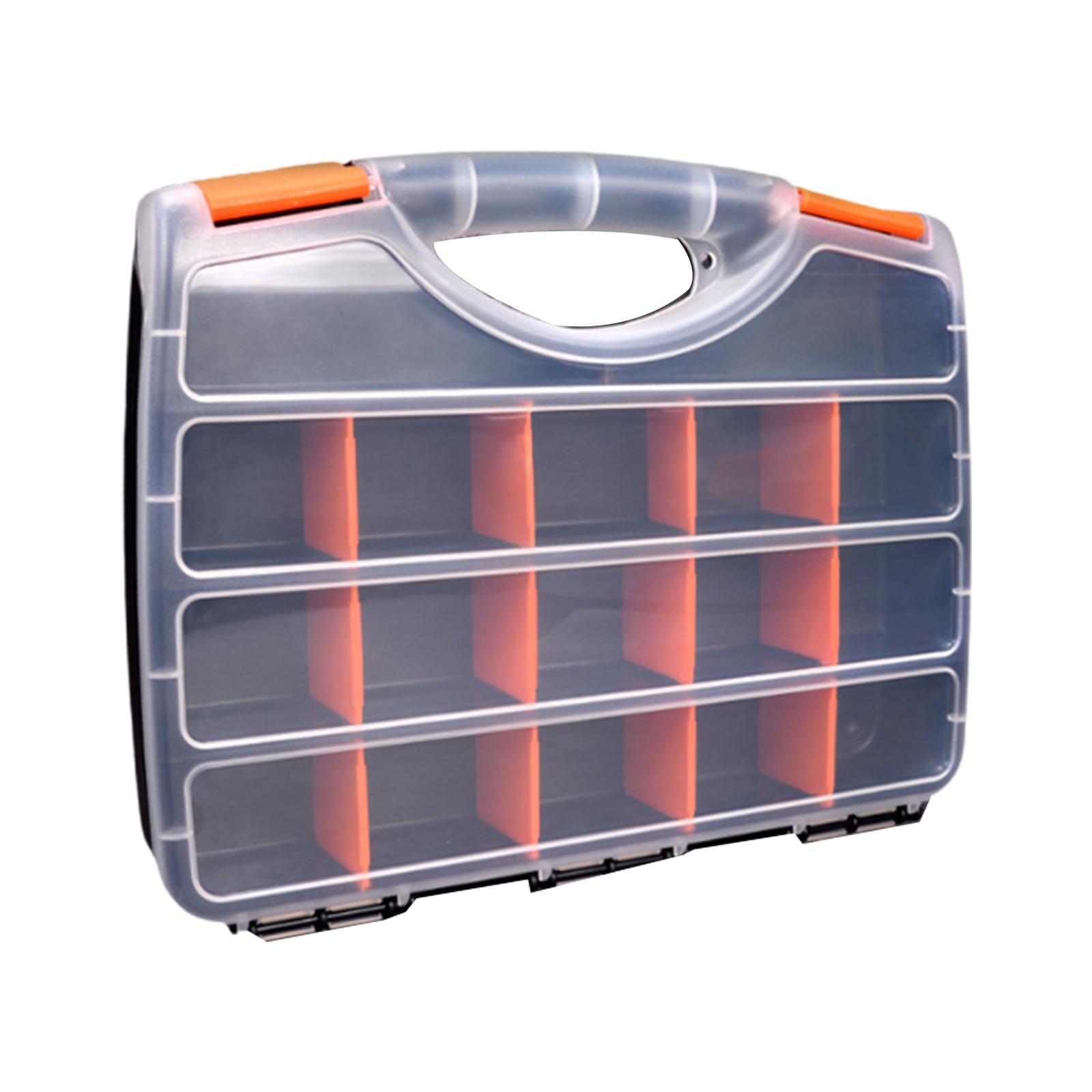 

Transparent Plastic Tool Organizer Boxes Adjustable Compartments Secure Latch Ergonomic Handle for Hardware Accessories B