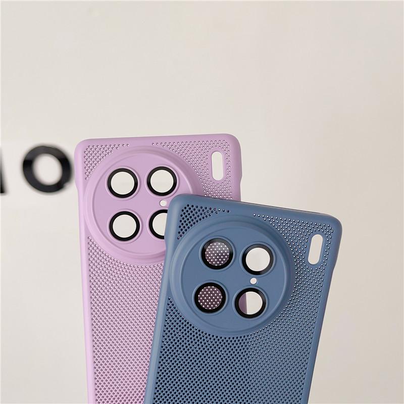 Frameless Heat Dissipation Case With Lens Film For Vivo X90 X90s X80 Pro Plus Breathable Cooling Grid Hard PC Cover Back Shell Protector