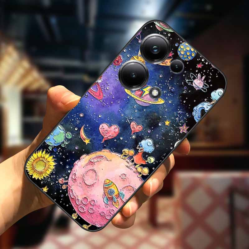 For Xiaomi Redmi Note 13 13pro 5G Case 3D Relief Flower Emboss Soft Silicone Cover For Redmi Note 13 pro Plus Owl interest Cases