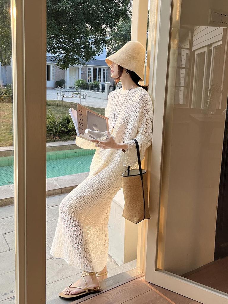 First Strike: New Korean Style Crochet Knit Set - Spring Arrival, Textured & Versatile Hollow Design for Women (ZC3135)