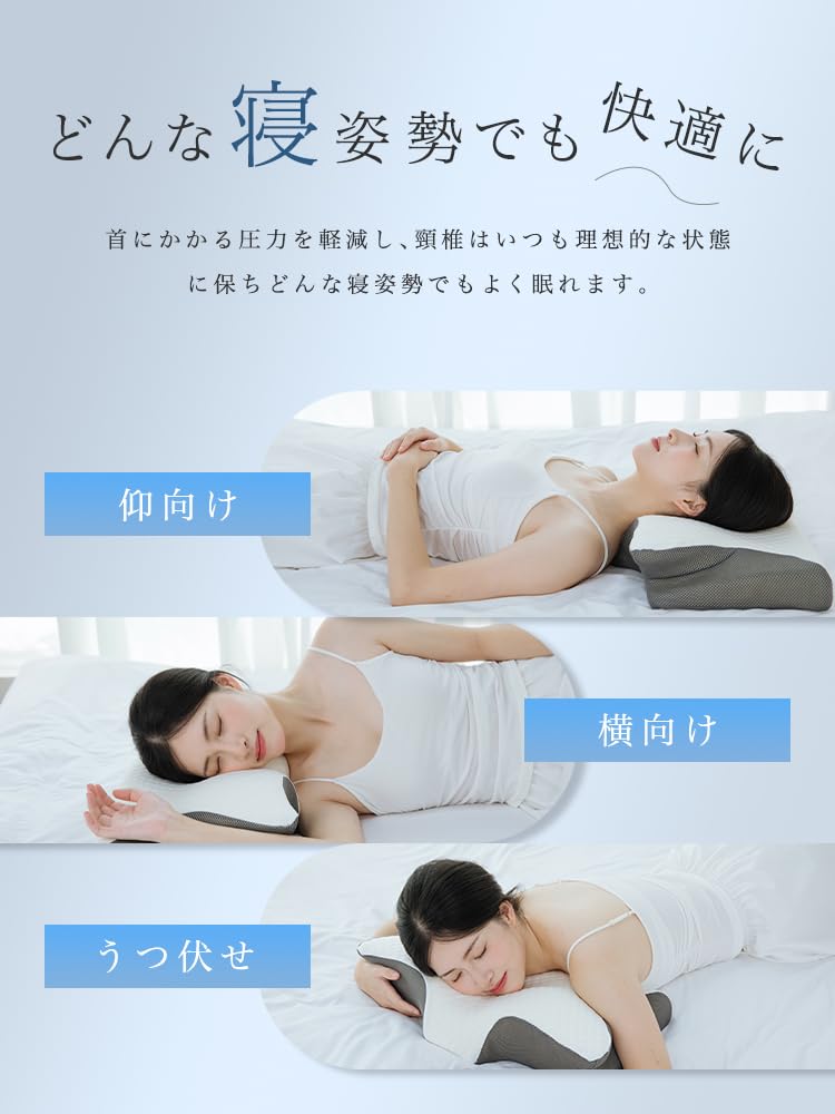 Das Dzx Memory Foam Kissen, Nackenschmerzlinderung, Wahl zwischen niedrig oder hoch, waschbar, geeignet für Seiten- oder Rückenschläfer, atmungsaktives Kissen mit waschbarem