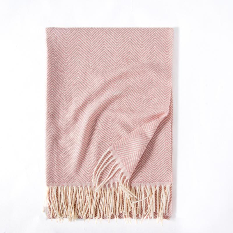Solid Color Scarf Wavy Light Striped New Scarf Women's Winter Fresh and Sweet Macaron Monochrome Mid Length Scarf