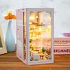 Wooden DIY Book Nook Kit Miniature Doll House 3D Puzzl Bookend Toy Assembly Model Building Bookshelf Insert Decor With LED Light