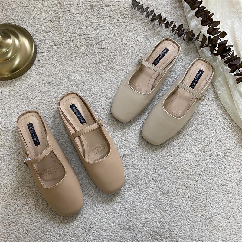 Fashion Flats Shoes Women Design Women's Mules Heel Summer Elegant Pointed Toe Slippers Ladies Casual Outdoor Candy Colors Slides