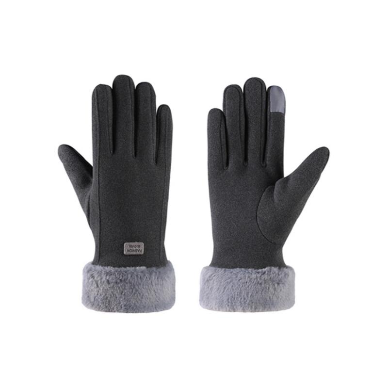 Gants d'hiver épais en peluche pour femmes, mode chaude en daim, gants d'extérieur pour dames, gants de conduite à écran tactile, mitaines de cyclisme de sport